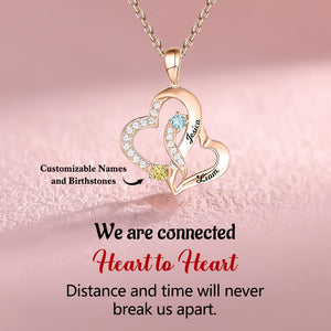 Personalized Couple Birthstone Name Necklace