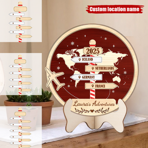 Personalized Travel Adventure Wooden Sign, Custom Traveling Destination Decor