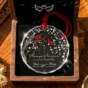 Personalized Memorial Cardinal Circle Glass Ornament