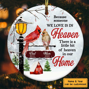 Cardinal Heaven In Our Home - Memorial Personalized Custom Ornament