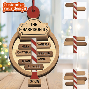 North Pole theme Christmas Post Sign - Family Personalized Wood Ornament