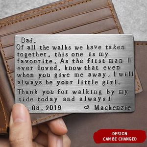 Personalized Aluminum Wallet Card - Gift for Father of the Bride - Wedding Gift from Daughter
