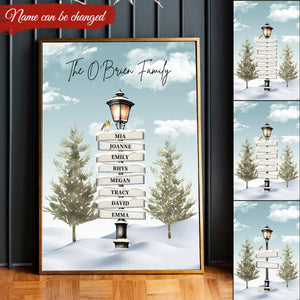 Personalized Family Christmas Tree Sign Post Canvas - Gifts For Family