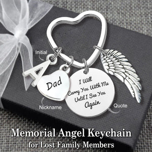 Personalized Memorial Angel Wing Initials Keychain
