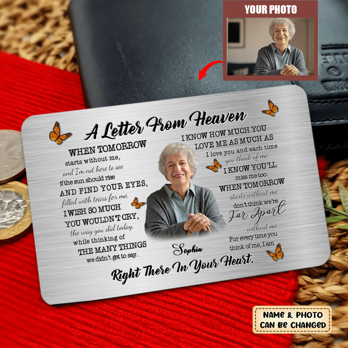 A Letter From Heaven - Memorial Personalized Custom Aluminum Wallet Card