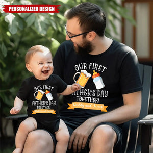 Our First Father’s Day Together - Personalized T-Shirt, Matching Shirt For Dad And Kid