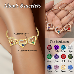 Personalized Custom Name Heart Birthstone Bracelet