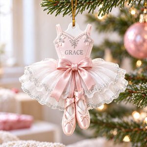 Personalized Ballerina Xmas Ornament, Cute Dance Shoes Gift for Girl