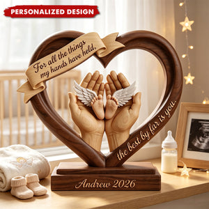 Personalized Baby Feet Angel Wings Memorial Heart Acrylic Plaque