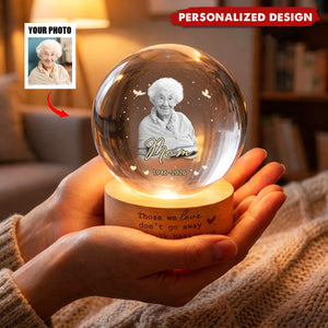Custom Photo Memorial Crystal Ball Night Light, Loss of Dad, Mom, Family