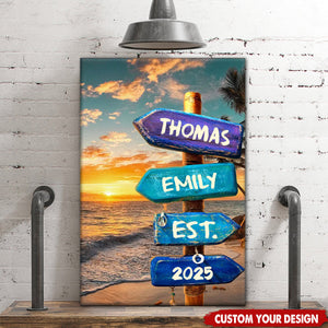 Love You To The Beach And Back - Couple Personalized Custom Vertical Canvas