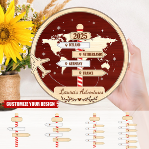 Personalized Travel Adventure Wooden Sign, Custom Traveling Destination Decor