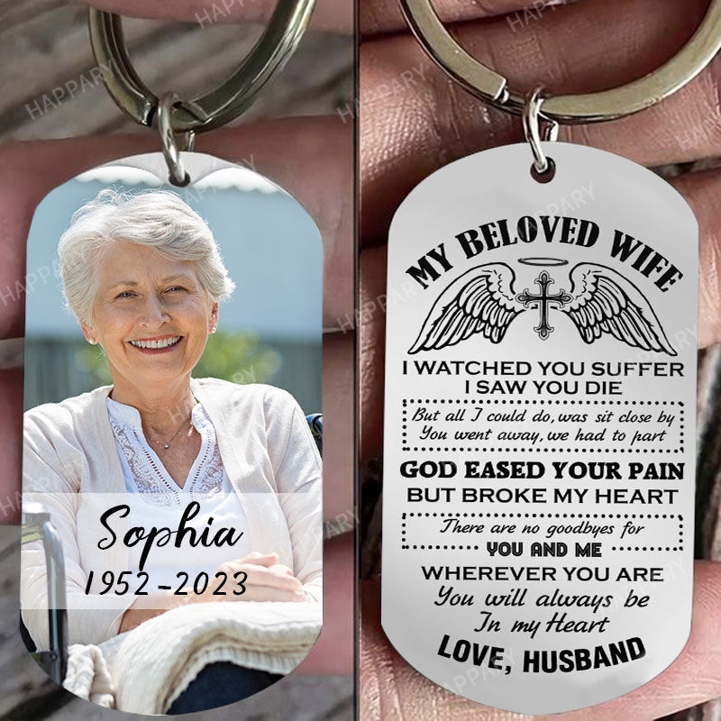 Personalized My Beloved Wife Memorial Photo Keychain