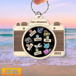 Personalized Travel Adventure Keychain, Custom Traveling Destination Keychain