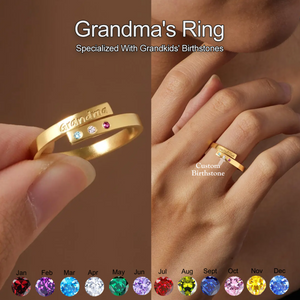 Personalized Grandma Mom Family Birthstones Ring