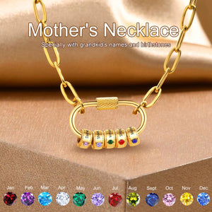 Personalized Birthstone Name Necklace, Jewelry Gift For Mom Grandma