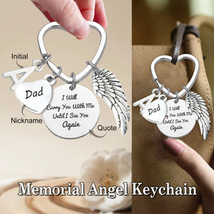 Personalized Memorial Angel Wing Initials Keychain