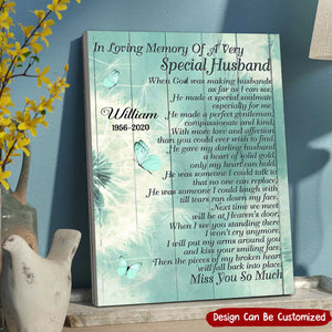 In Loving Memory Of A Very Special Husband Personalized Canvas
