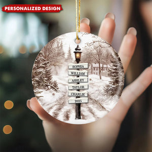 Personalized Retro Street Lamp Family Name Christmas Ornament