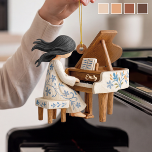 Personalized Piano Lovers 2D Flat Christmas Ornament
