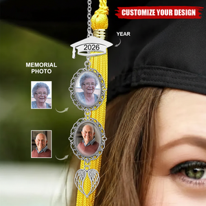 Personalized Graduation Memorial Tassel Photo&Text Charm for Grad Cap
