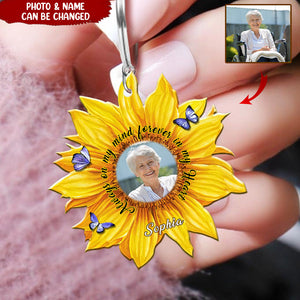 Custom Photo In Loving Memory Sunflower Butterfly Family Loss Memorial Gift Acrylic Keychain