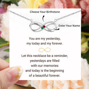 Personalized Infinity Necklace with Birthstones, Couple Promise Necklace