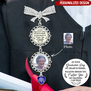 Memorial Photo Charm - Personalized Graduation Lapel Pin With Birthstone