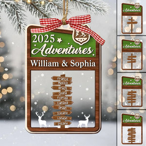 Couple Traveling Destination, Personalized Adventure Ornament