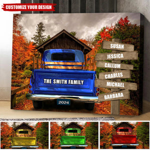 Personalized Family Gift Custom Name Vintage Truck Canvas