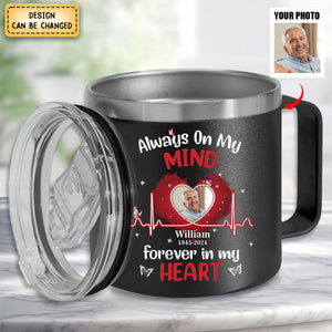 Memorial Upload Photo Personalized Custom 14oz Stainless Steel Tumbler With Handle