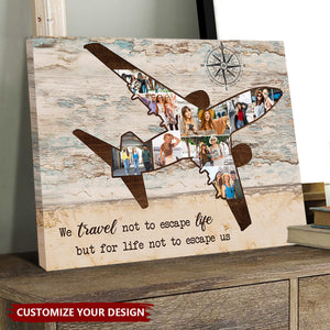 Airplane Photo Personalized Canvas, Holiday Travel Lover Gift