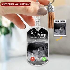 Custom Photo I can't wait to meet you Daddy- Family Personalized Custom Keychain - Baby Shower Gift