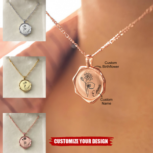 Personalized Birth Flower Name Necklace, Gifts for Her