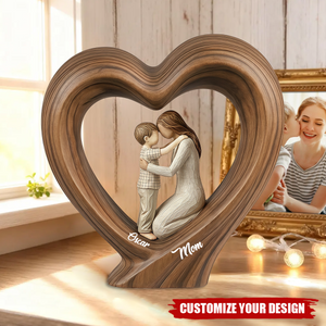 Personalized Mom And Kid Heart Acrylic Plaque