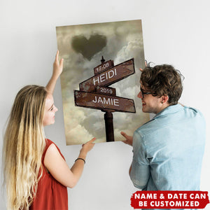 Personalized Crossroads Signs Names and Special Date Canvas Poster