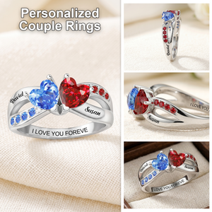 I Love You Forever - Personalized Heart Birthstone Promise Ring