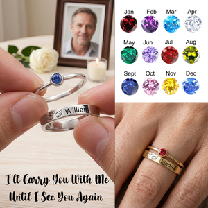 Personalized Custom Name Stacking Birthstone Memorial Ring