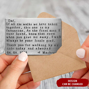Personalized Aluminum Wallet Card - Gift for Father of the Bride - Wedding Gift from Daughter