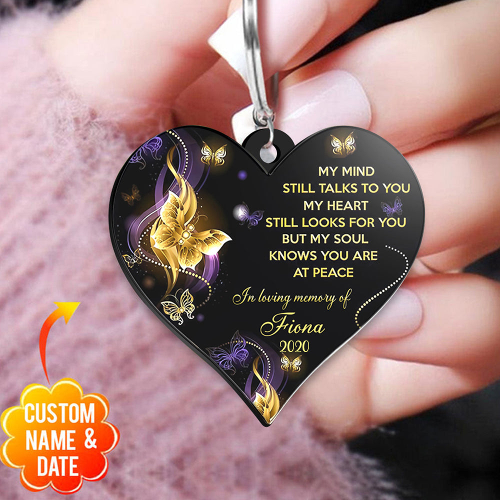 Memorial Butterfly My Mind My Heart My Soul Personalized Acrylic Keychain