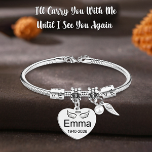 Always In My Heart, Personalized Pearl Wings Memorial Bracelet