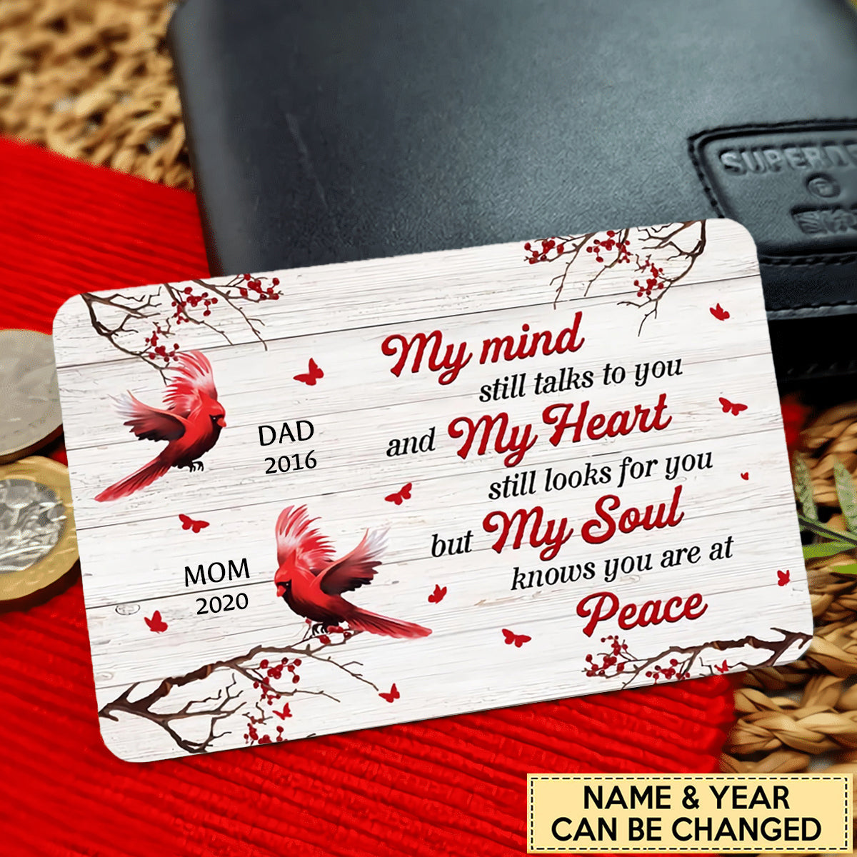 Personalized Cardinal My Mind Still Talks To You Aluminum Wallet Card
