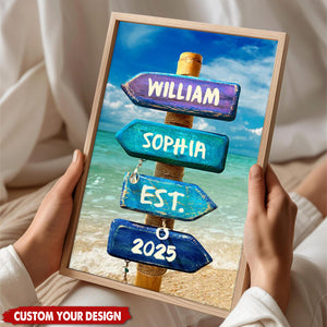 Love You To The Beach And Back - Couple Personalized Custom Vertical Canvas