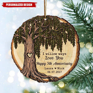 Personalized Willow Tree Wedding Anniversary Wooden Ornament