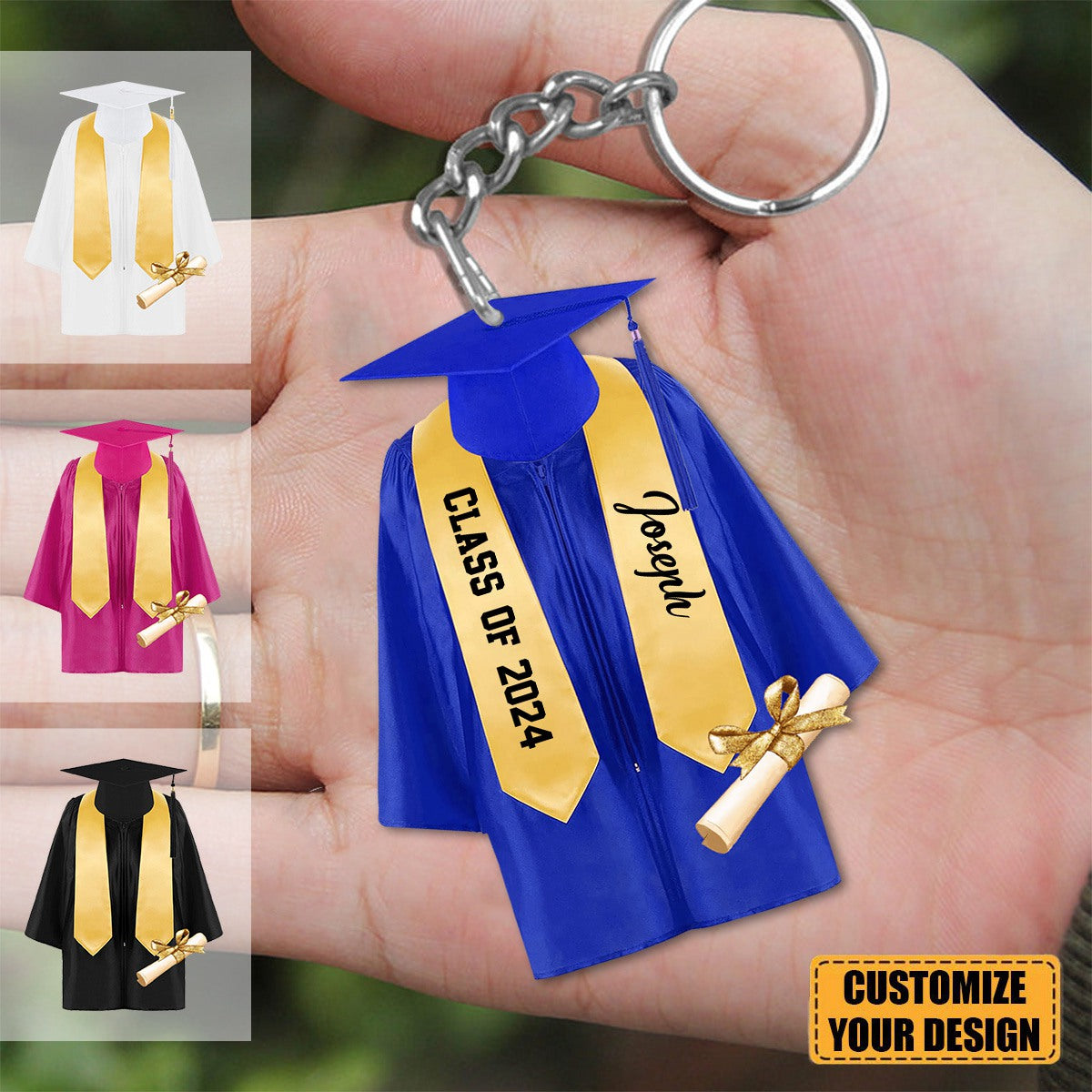 Personalized Graduation Gown Cap Custom Acrylic Keychain, Gift For Graduate