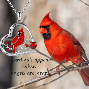 Red Cardinal I am Always With You Memorial Necklace