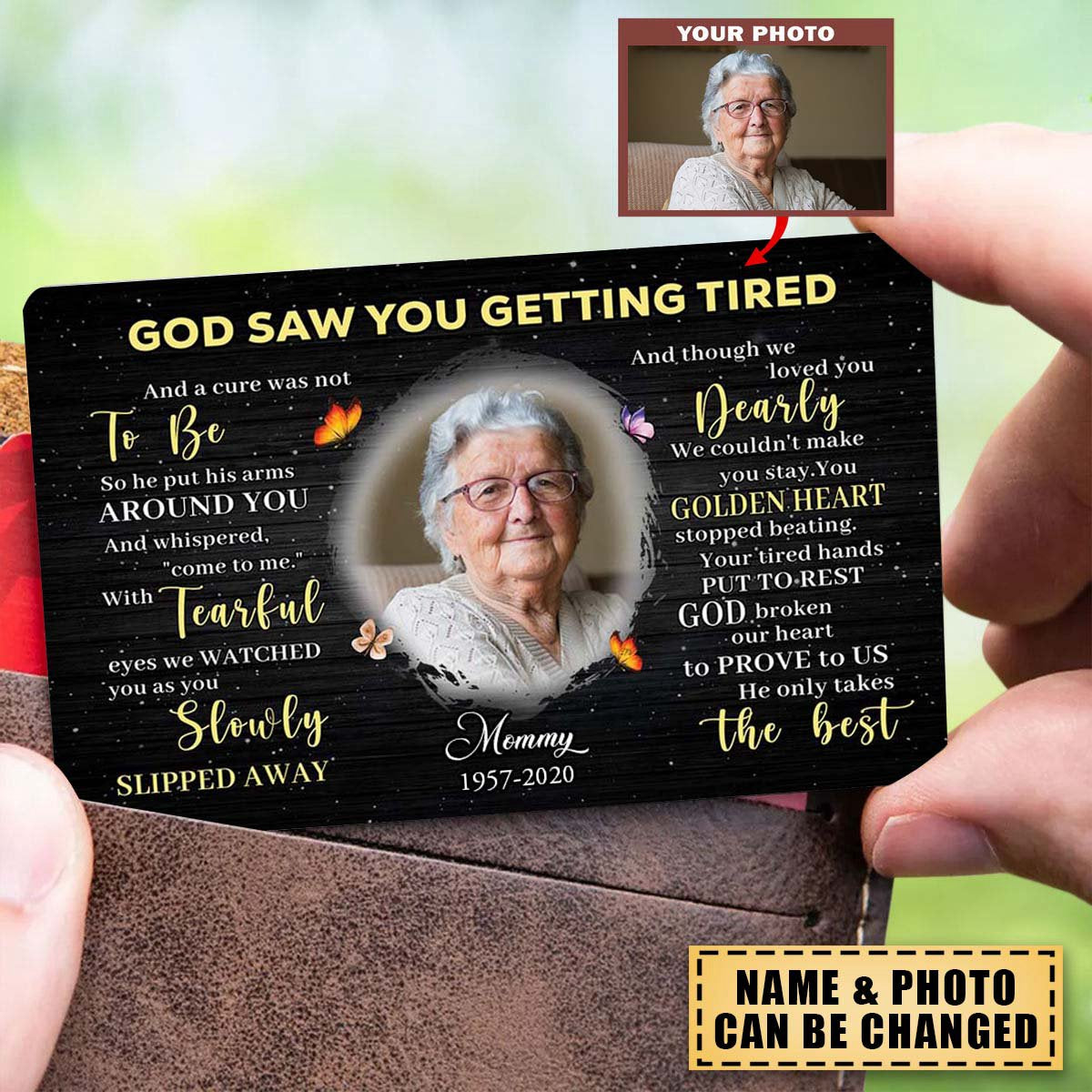 Personalized Metal Wallet Card - God Saw You Getting Tired - Custom Photo