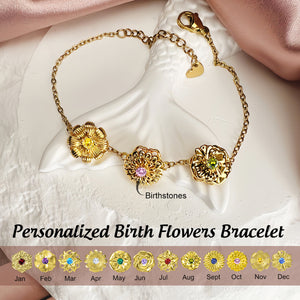 Personalized Fidget Spinner Spinning Birthday Flower Bracelet, Gift For Mom Grandma