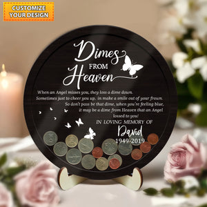 Personalized Dimes From Heaven Memorial Coin Holder, Sympathy Gift