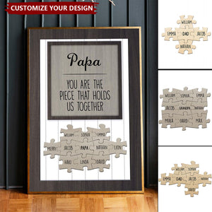 Dad/Mom You Are the Piece that Holds Us Together Puzzle Sign - Personalized Canvas Wall Art